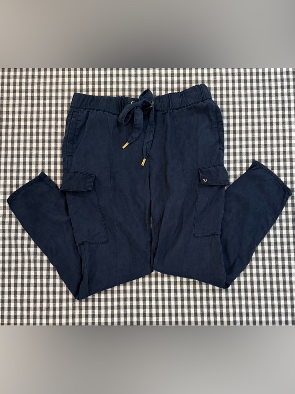 True Religion Women’s Navy Blue Pull on Cargo/Utility Jogger Style Pants Sz M